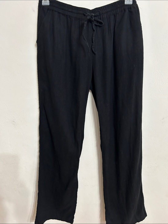 Love Tree Pants - LOVE TREE Linen Pants Black Relaxed Drawstring Casual Size L Drawstring